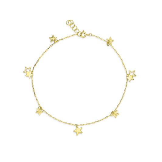 18K Gold Delicate Star Charms Anklet