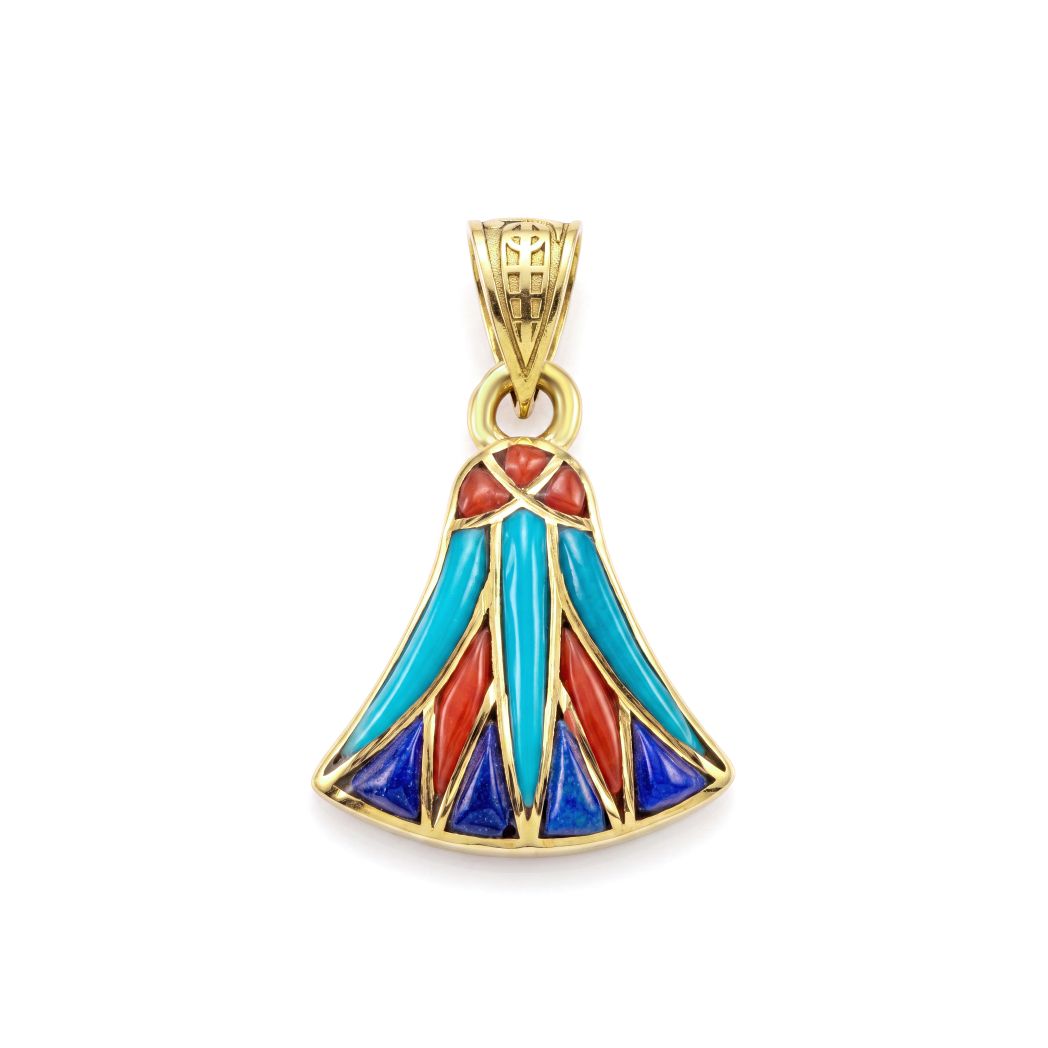 18K Gold Multicolor Lotus Flower Pendant