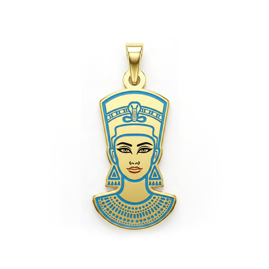 18k Gold Nefertiti Portrait Pendant