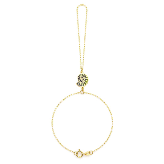 18K Gold Seaside Spiral Enamel Hand Chain