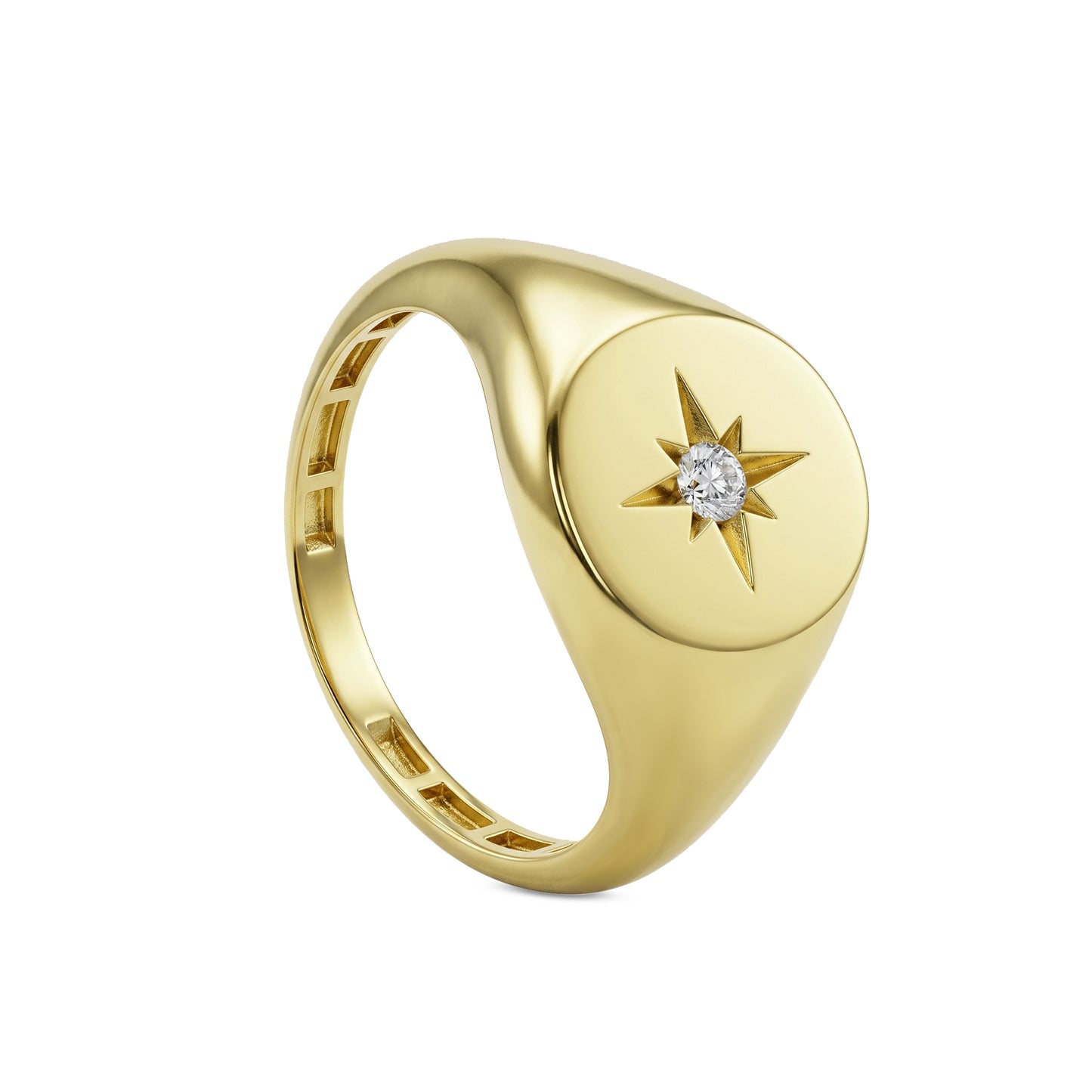 18K Gold Celestial North Star Pinky Ring