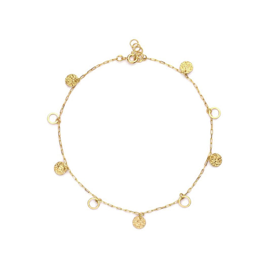 18K Gold Delicate Disc & Circle Charms Anklet