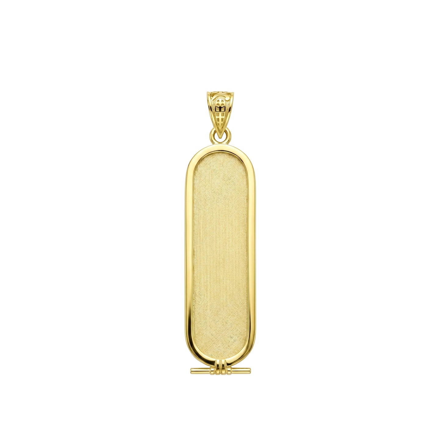18K Gold Sleek Cartouche Pendant – Fine Matte Finish