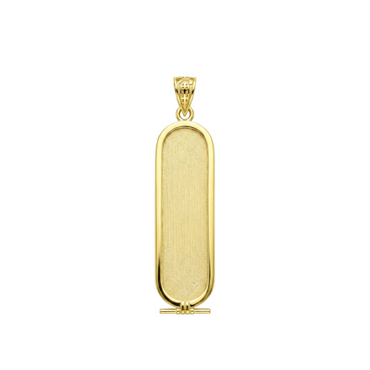 18K Gold Sleek Cartouche Pendant – Fine Matte Finish