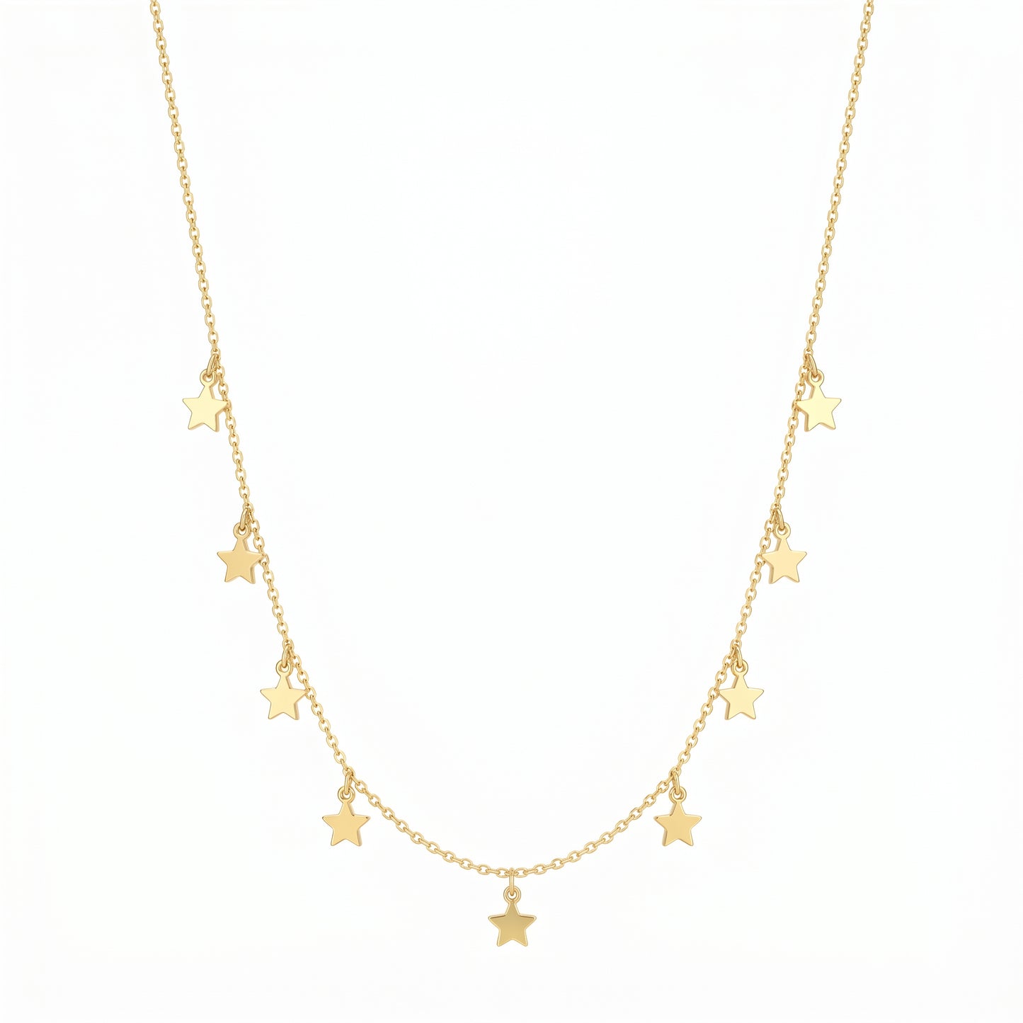 18K Solid Gold Star Charm Necklace