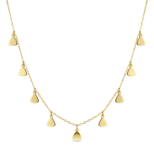 18K Solid Gold Multi-Fan Charm Necklace