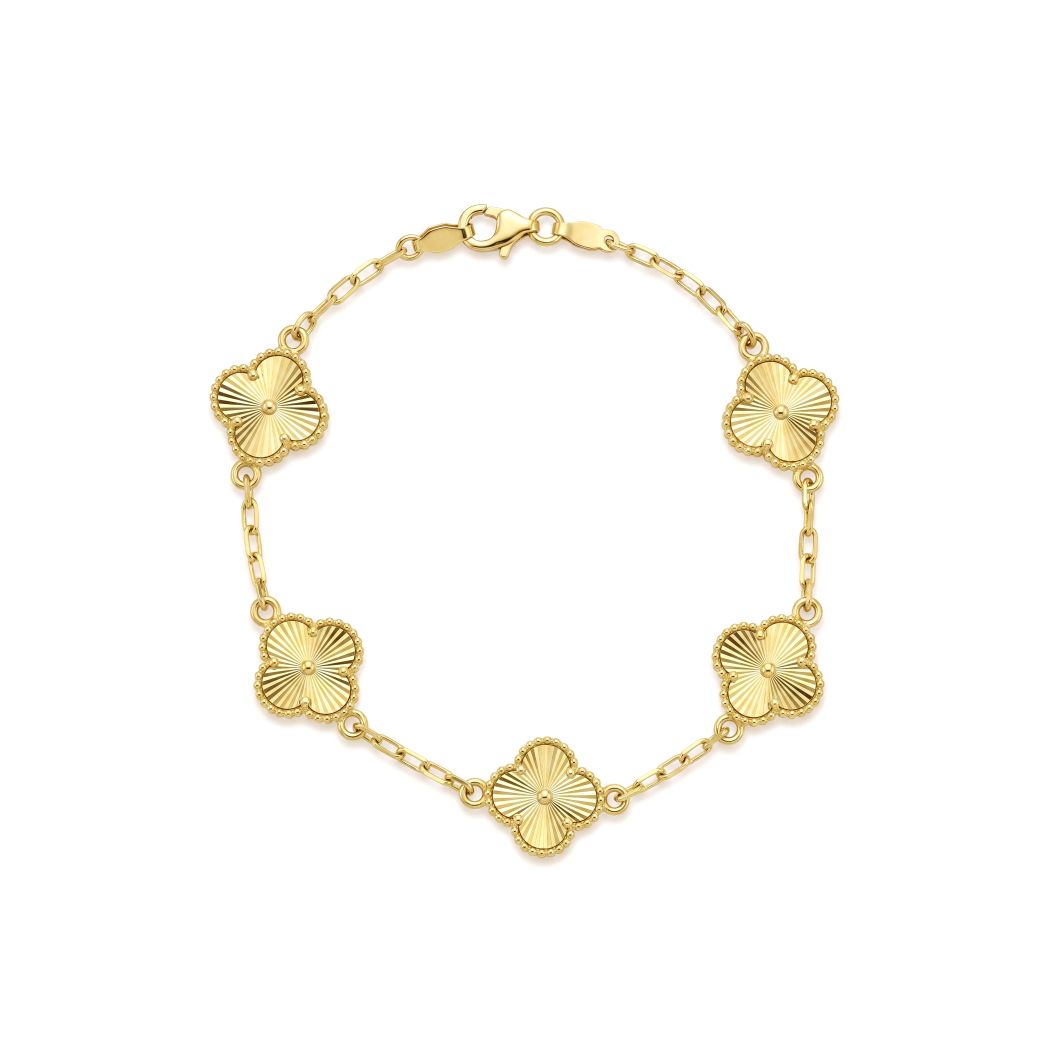 18K Gold Delicate Clover Charm Bracelet