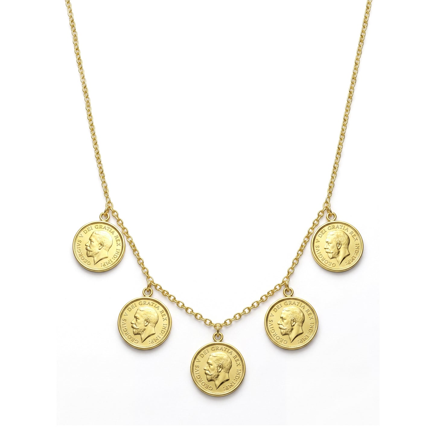 18K Gold Royal Coin Charm Necklace
