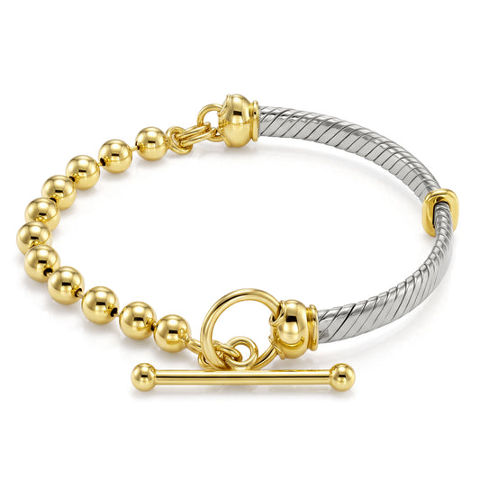 18K Two-Tone Mixed Gold Twisted Bangle