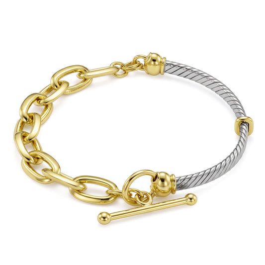 18K Two-Tone Mixed Gold Twisted Bangle