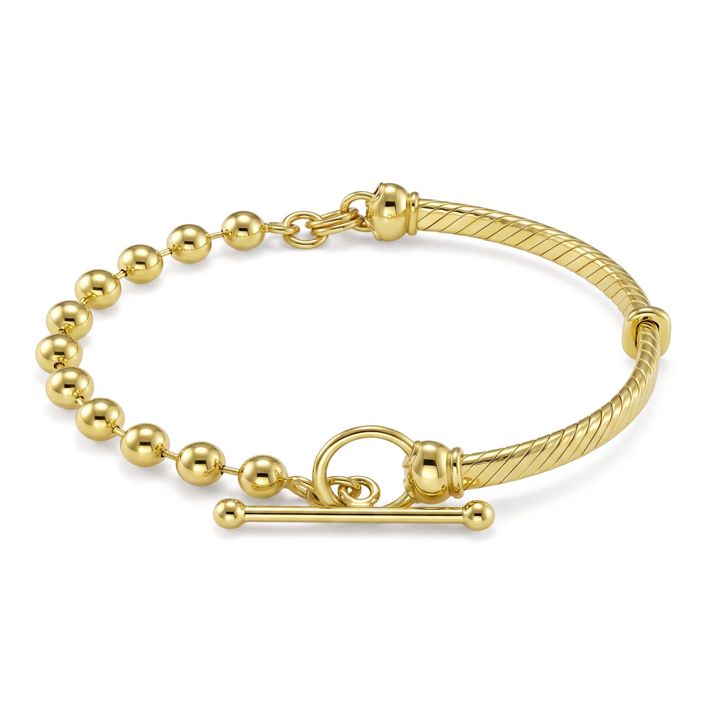 18K Modern Mixed-Link  Chain Bangel