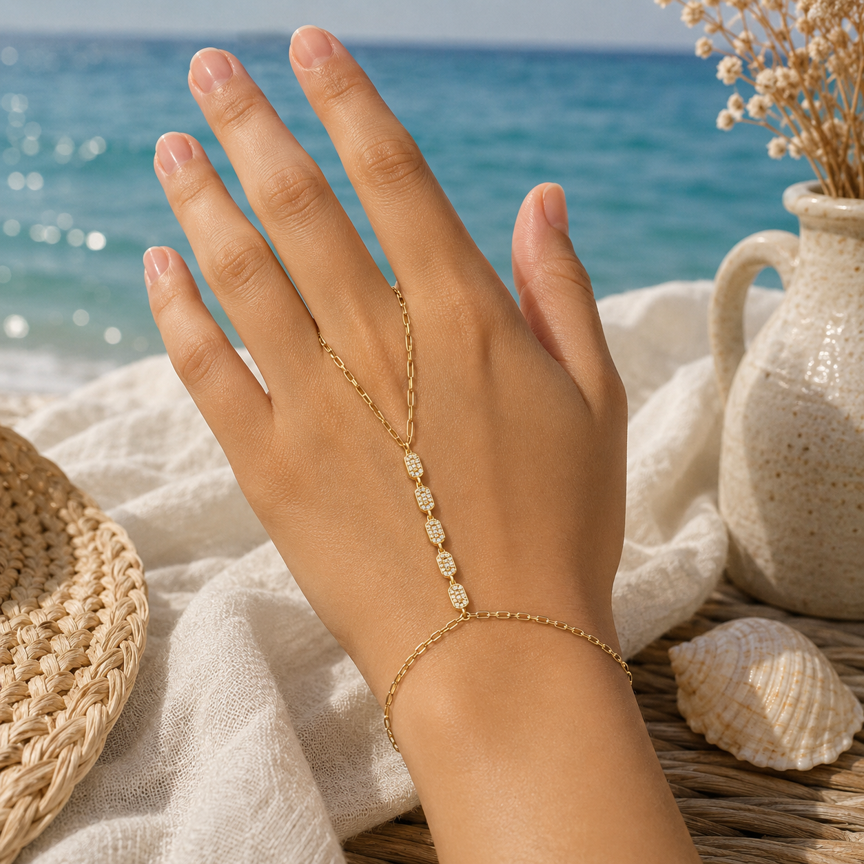 18K Gold Exquisite Zircon Hand Chain