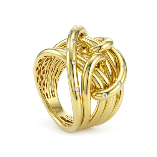18K Gold Modern Ribbon Knot Ring