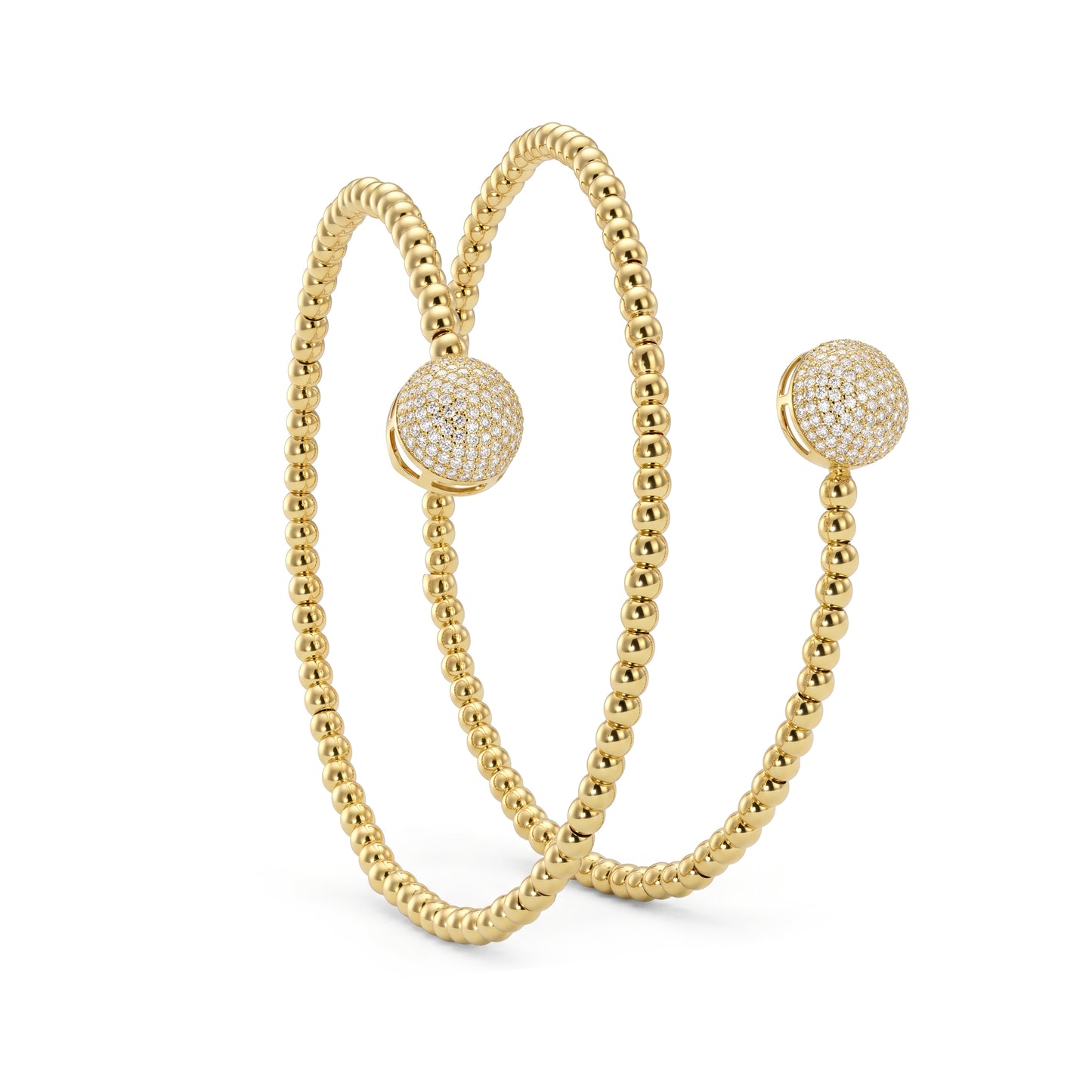 18K Gold Sparkling Sphere Wrap Bangle