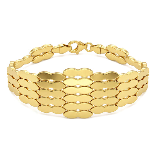 18K Multi-Row Gold Statement Bracelet