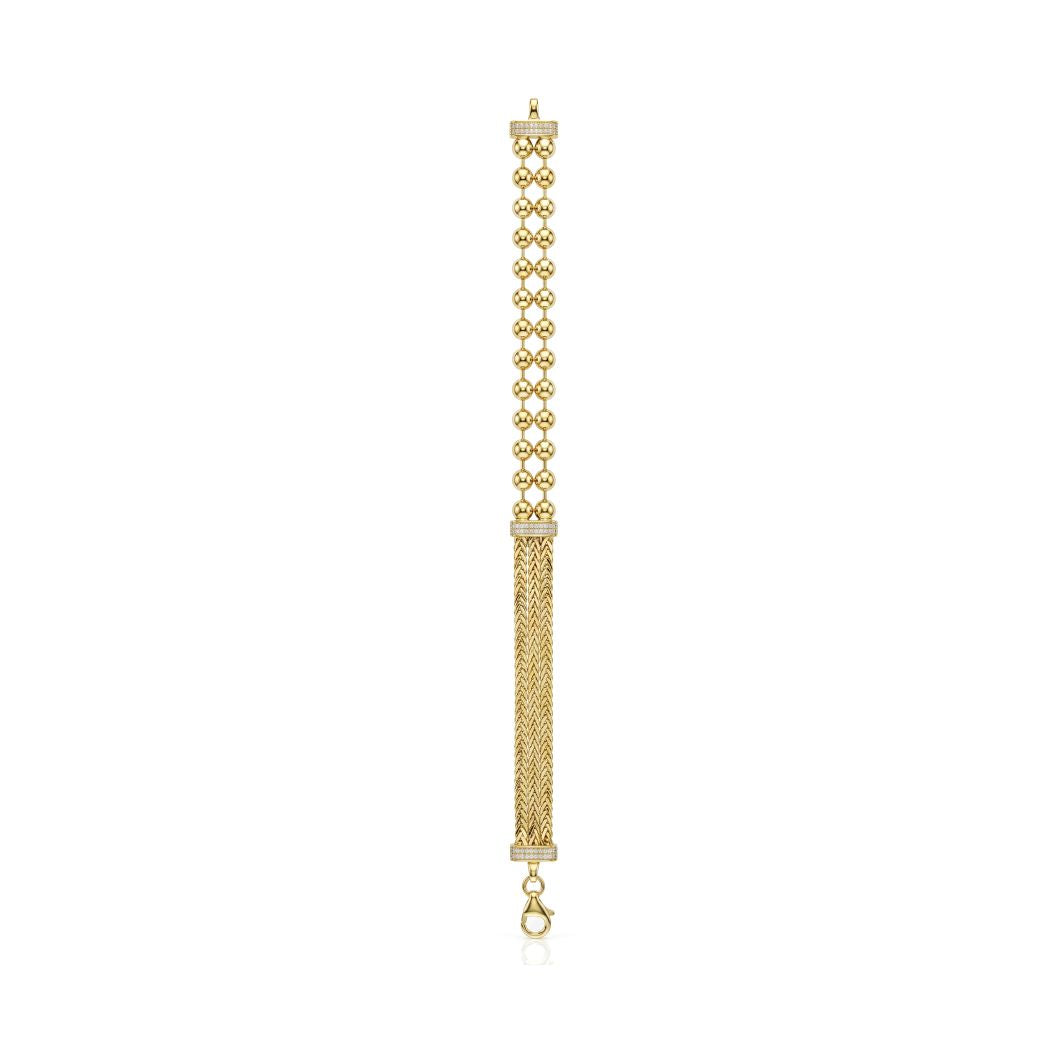 18K Gold Dual-Textured Zircon Bracelet