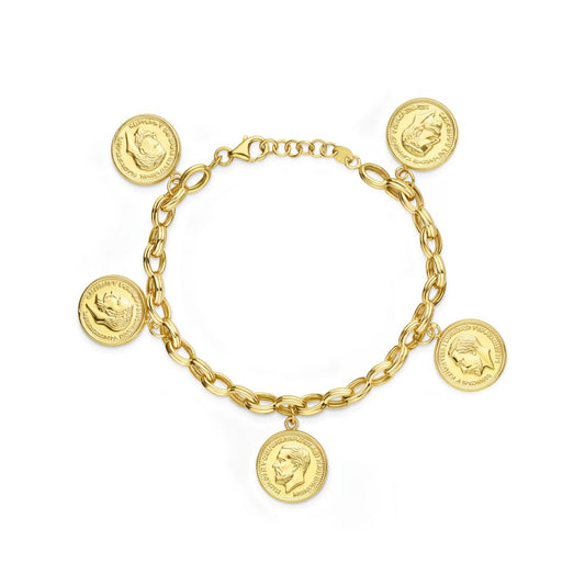 18K Gold Coin Charm Bracelet