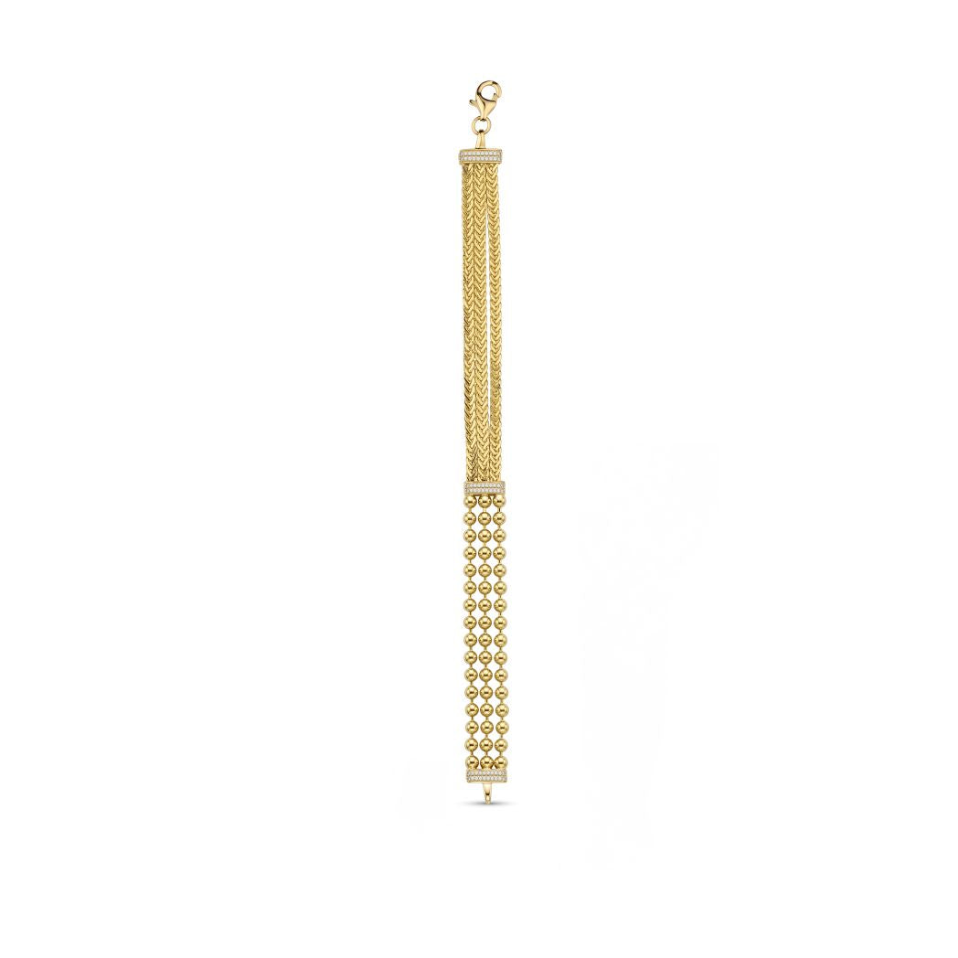 18K Gold tripel-Textured Zircon Bracelet