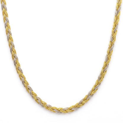 18K Gold Two-Tone Braided Chain Necklace