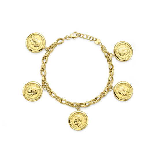 18K Gold Coin Charm Bracelet