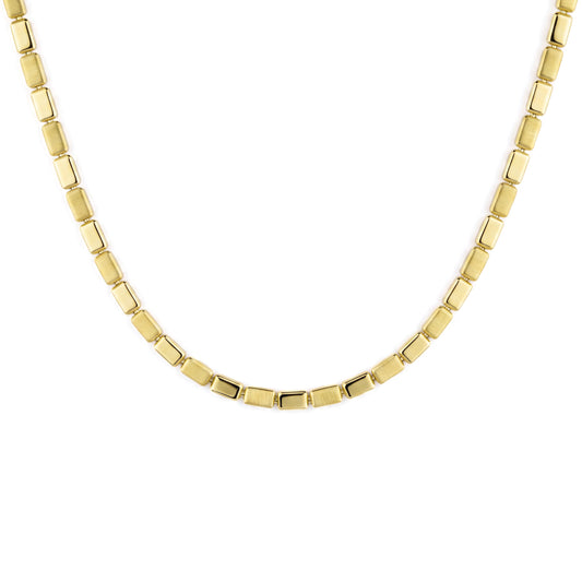 18K Modern Matte & Polished Link Necklace