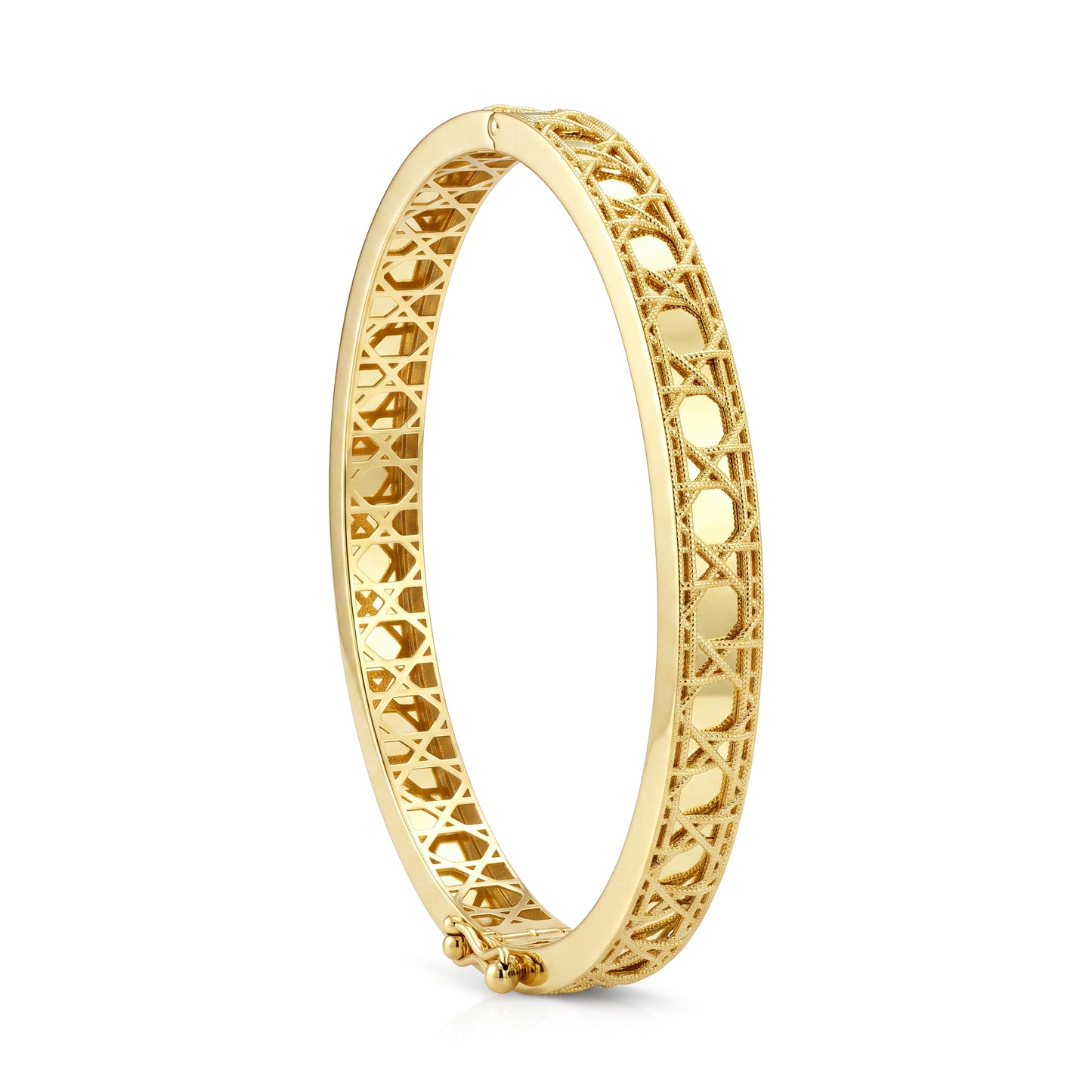 18K Gold Openwork Pattern Bangle Bracelet