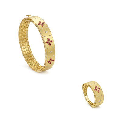 18K Gold Royal Blossom Matte Half Set