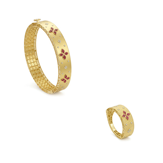 18K Gold Royal Blossom Matte Half Set