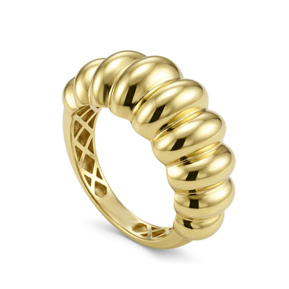 18K Gold Polished Ribbed Half-Set