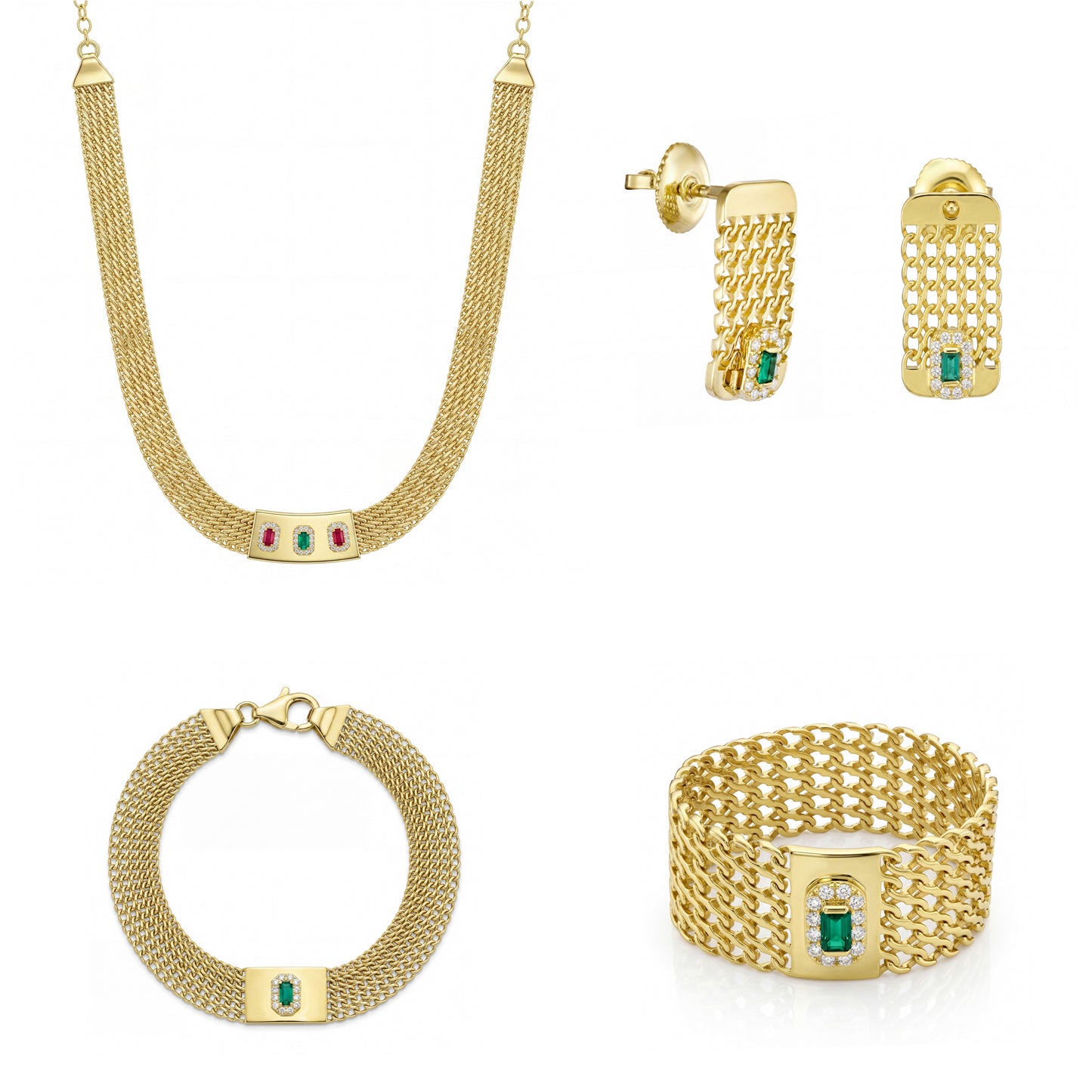 18K Gold Golden Mesh Sparkle full Set.