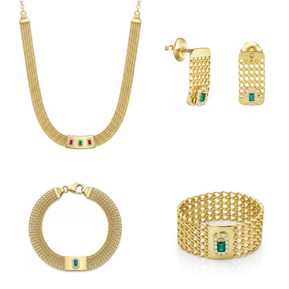 18K Gold Golden Mesh Sparkle full Set.