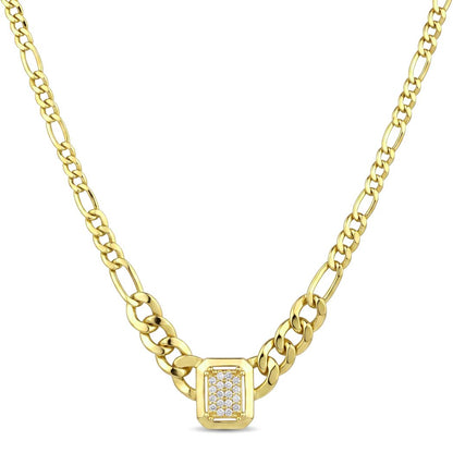 18K Square Baguette Zircon Gold Jewelry Set