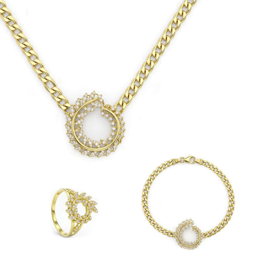 18K Solid Gold Curled Leaf Charm Set