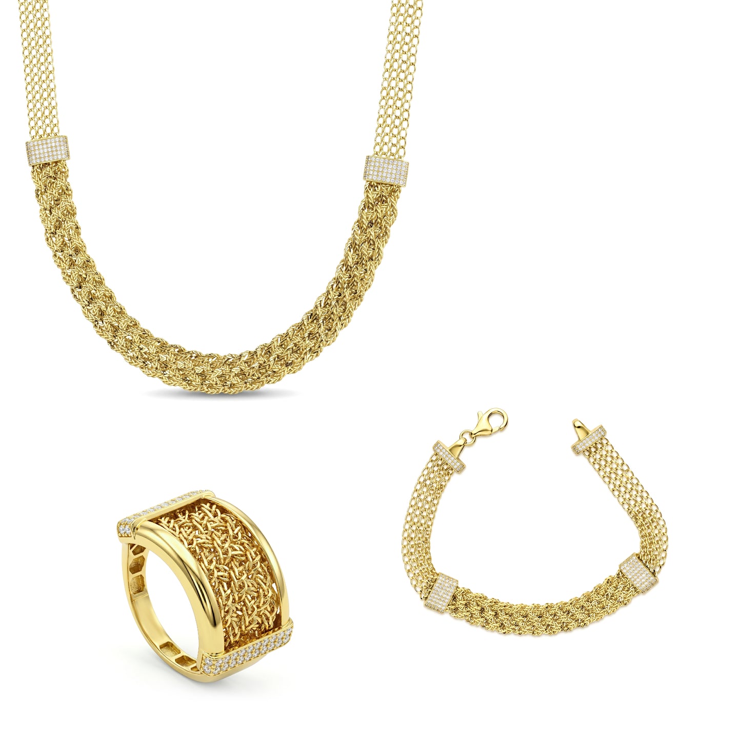 18K Gold Shimmering Mesh Set