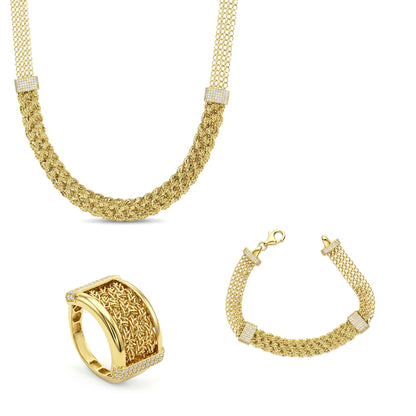 18K Gold Shimmering Mesh Set