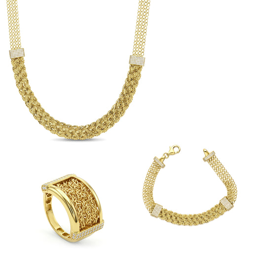 18K Gold Shimmering Mesh Set