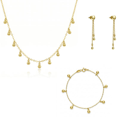 18K gold Elegant Bead Charm Jewelry Set