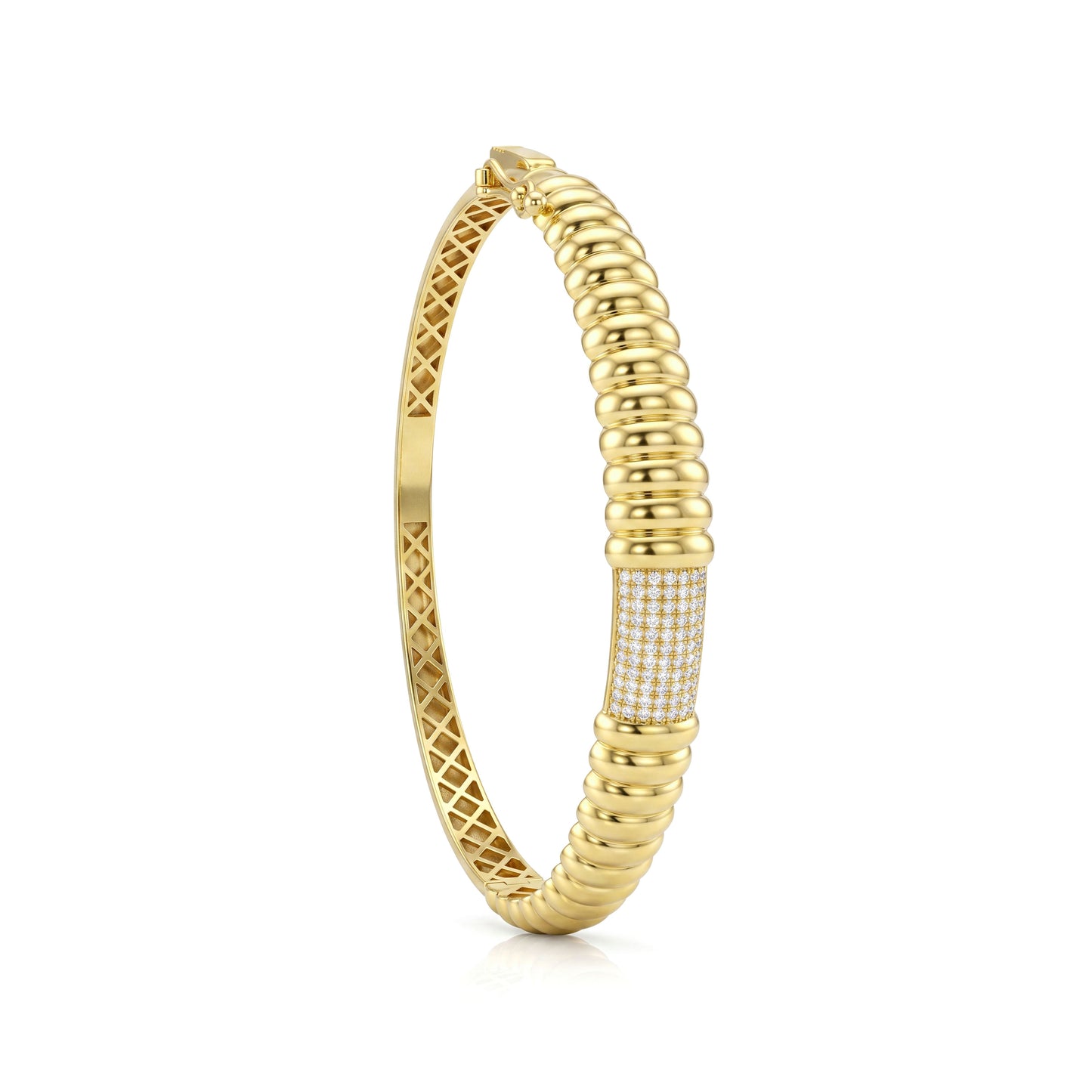 18K Gold Golden Ripple Pave Half Set