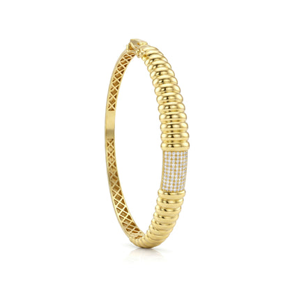 18K Gold Golden Ripple Pave Half Set
