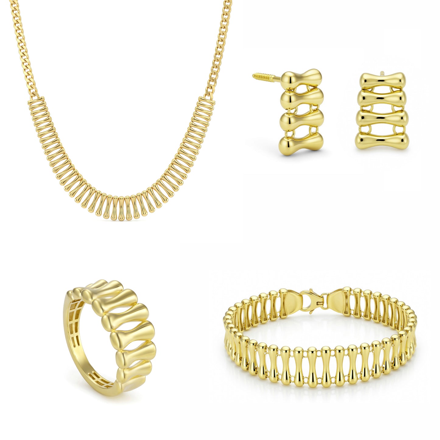 18K Gold Edgy Spike Set
