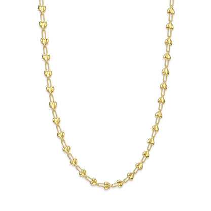 18K Solid Gold Heart Motif Necklace & Bracelet Set