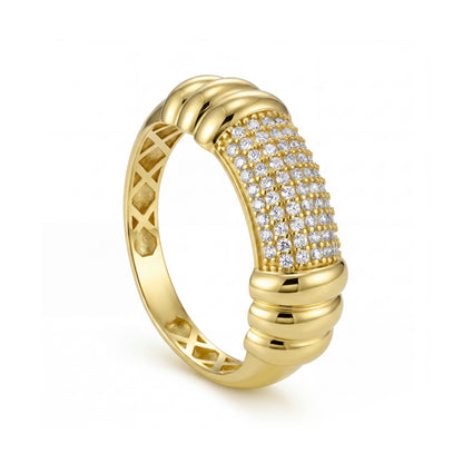 18K Gold Golden Ripple Pave Half Set