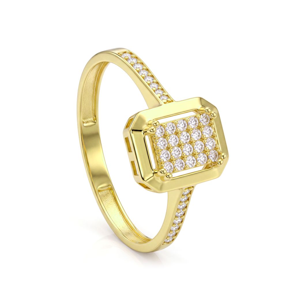 18K Square Baguette Zircon Gold Jewelry Set