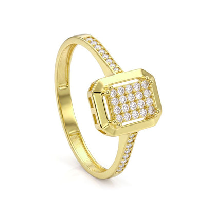18K Square Baguette Zircon Gold Jewelry Set