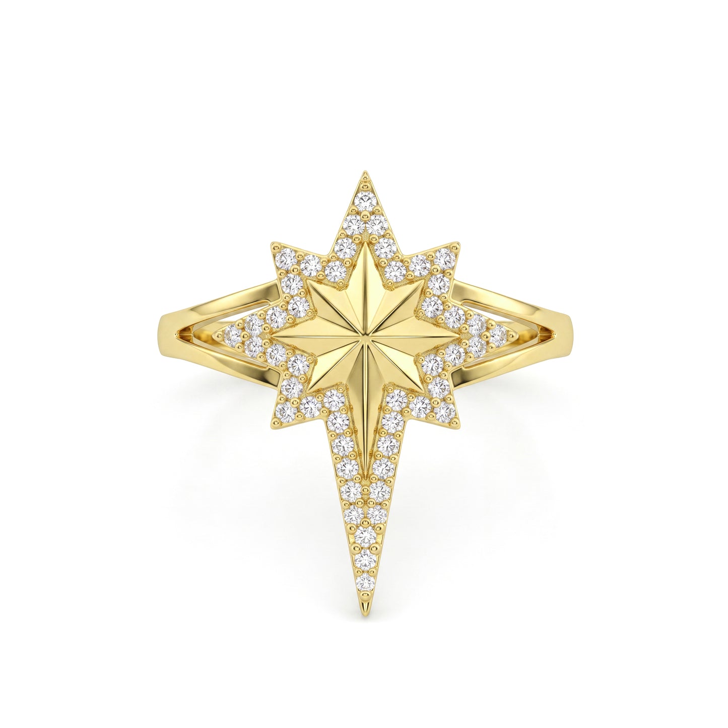 18K Gold North Star Pave Zircon Statement Ring