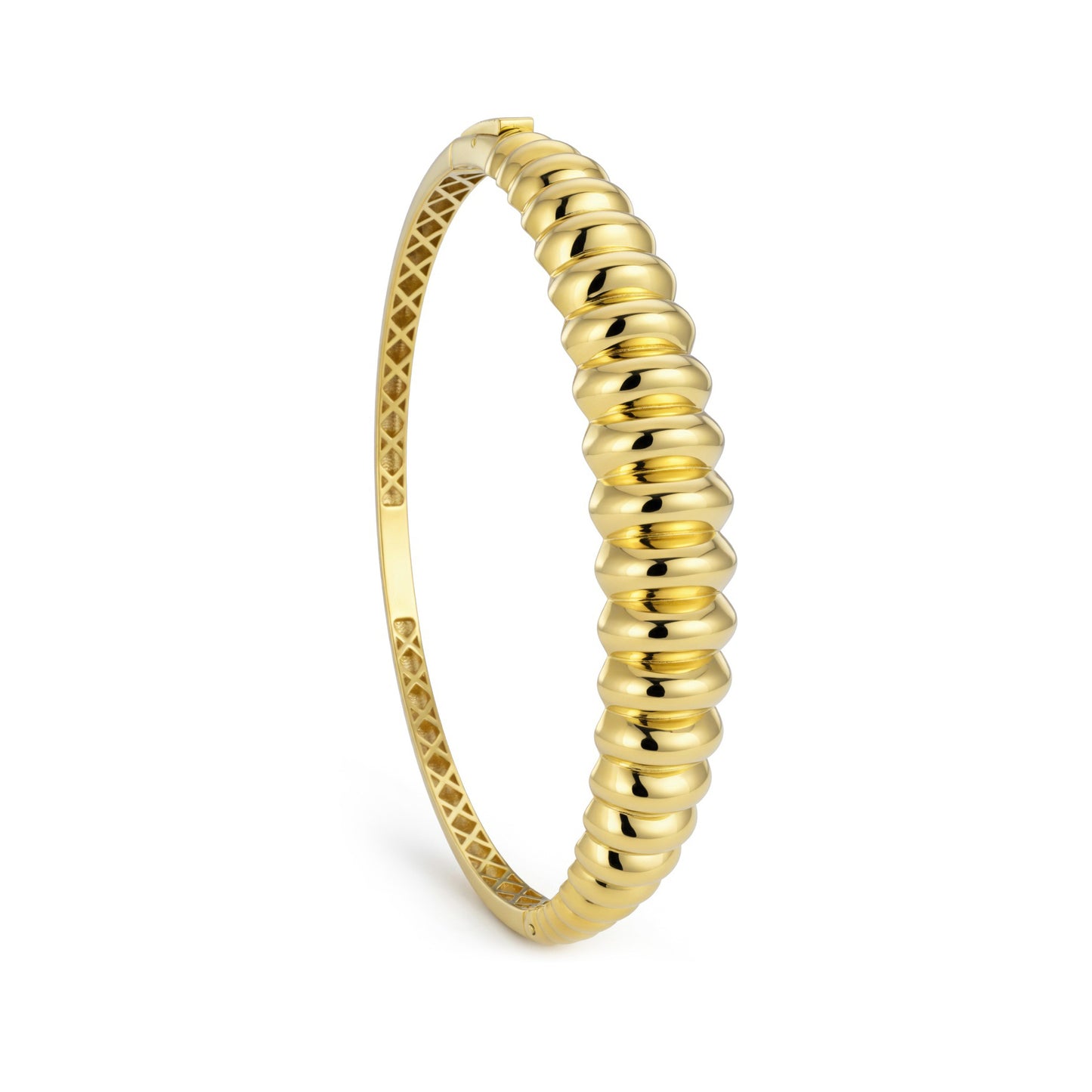 18K Gold Polished Ribbed Half-Set