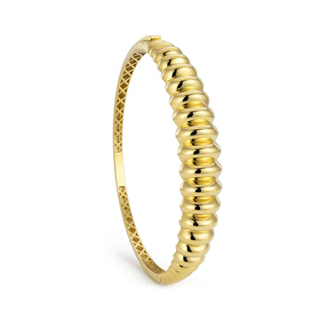 18K Gold Polished Ribbed Half-Set