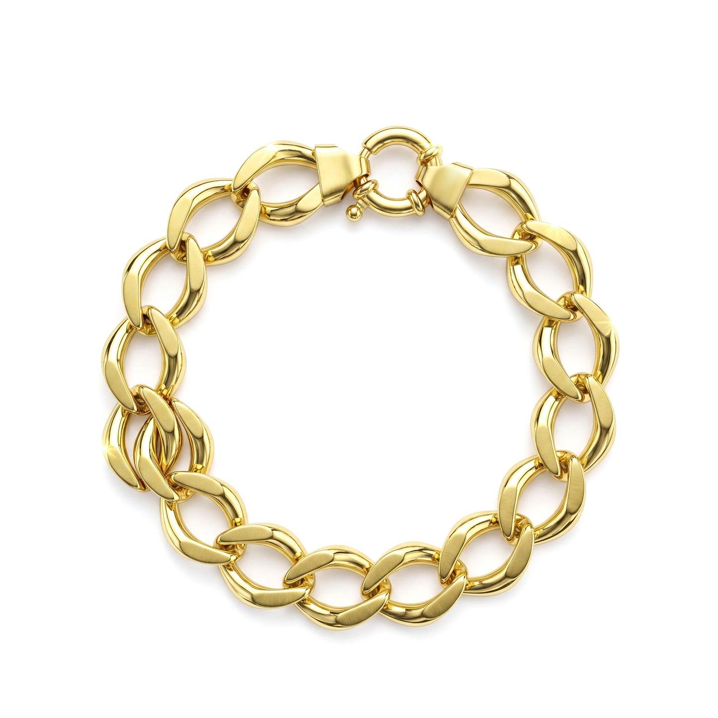 18K Gold Classic Chain Necklace & Bracelet Set