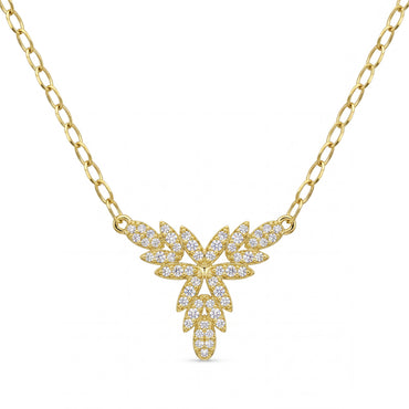 18K Gold and Zircon Leaf-Inspired Jewelry Set
