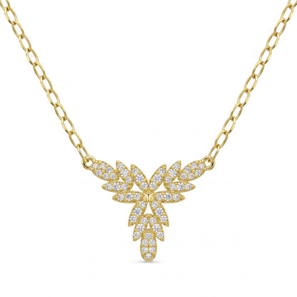 18K Gold and Zircon Leaf-Inspired Jewelry Set